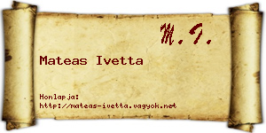 Mateas Ivetta névjegykártya